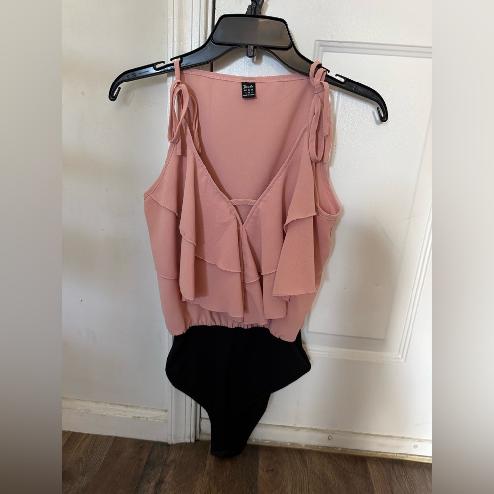 Dusty Rose Ruffle Sleeveless Bodysuit